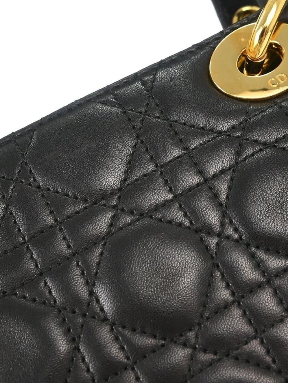 Christian Dior Black Lambskin Lady Dior Cannage 2way Handbag - Picture 5 of 10